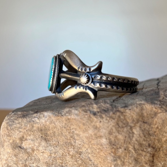 Vintage Navajo Sterling Silver Turquoise Bracelet Cuff Martha Cayatineto #2 - Picture 6 of 12